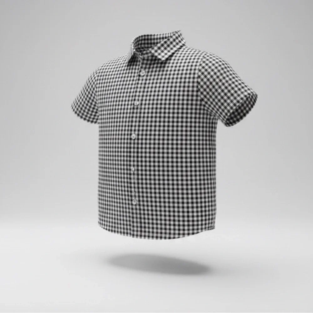 🇺🇸 $5 🇺🇸 OshKosh B'gosh Blue and White Gingham Short Sleeve Button Down Shirt
